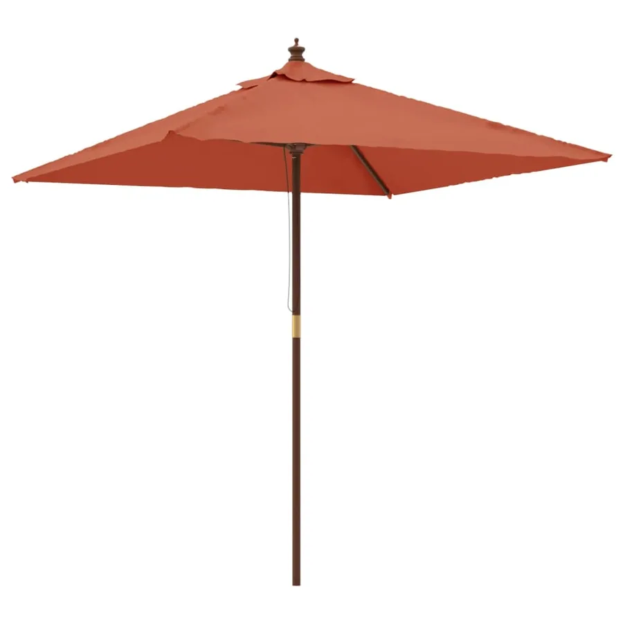 Parasol de jardin avec mât en bois terre cuite 198x198x231 cm - 2