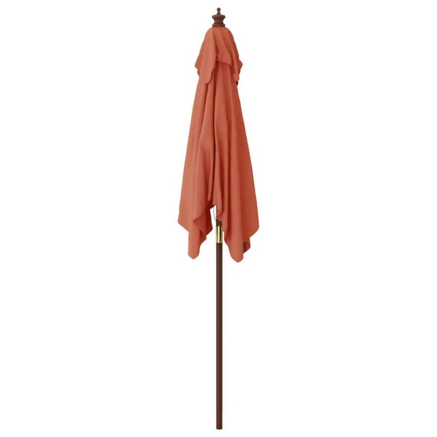 Parasol de jardin avec mât en bois terre cuite 198x198x231 cm - 4