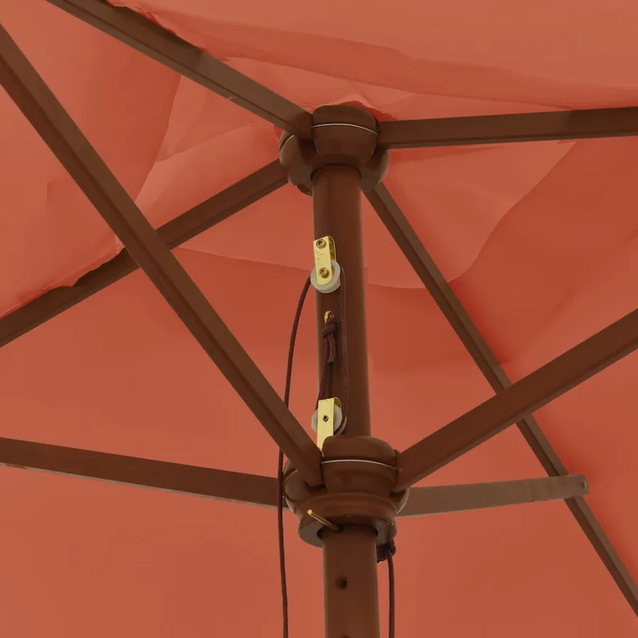 Parasol de jardin avec mât en bois terre cuite 198x198x231 cm - 5
