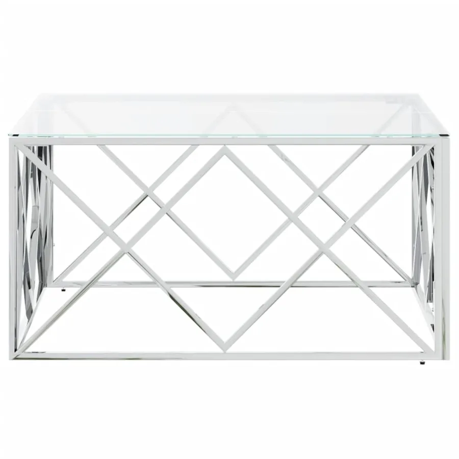 Table basse 80x80x40 cm acier inoxydable et verre - 4