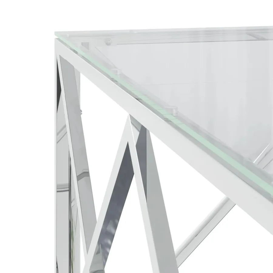 Table basse 80x80x40 cm acier inoxydable et verre - 5