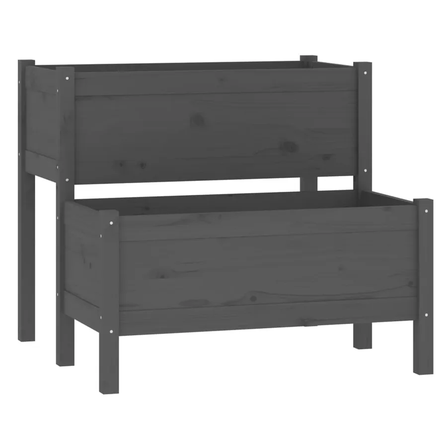 Jardinière Gris 84,5x84x75 cm Bois massif de pin - 2