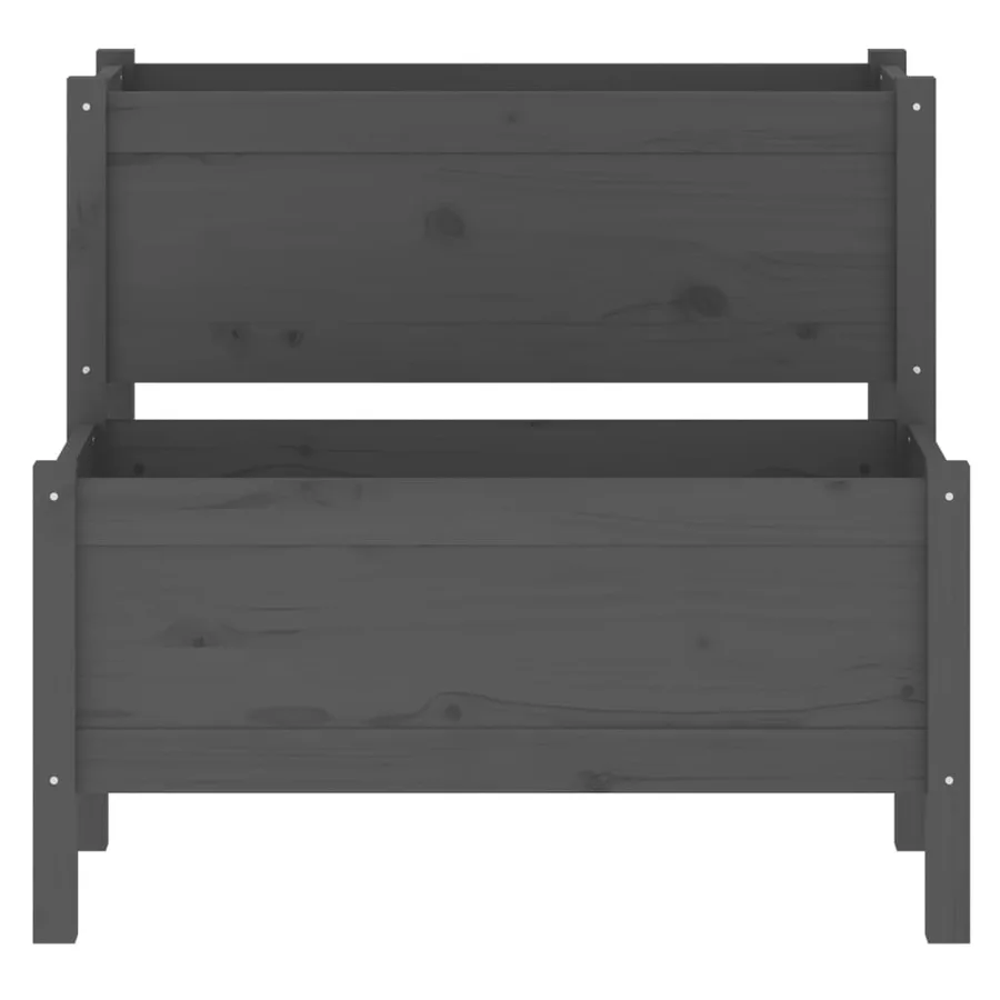 Jardinière Gris 84,5x84x75 cm Bois massif de pin - 4