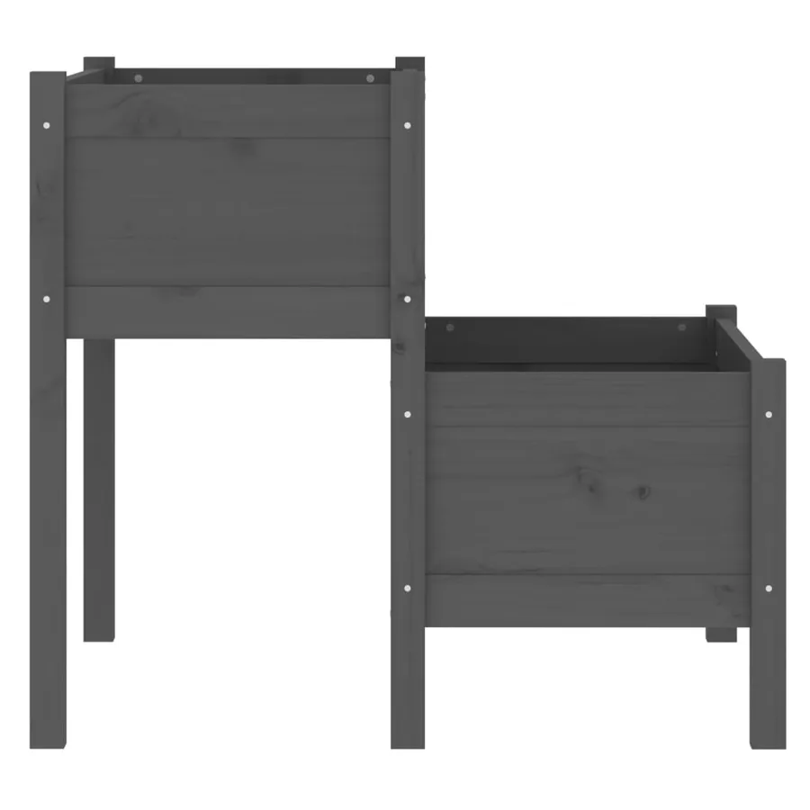 Jardinière Gris 84,5x84x75 cm Bois massif de pin - 5
