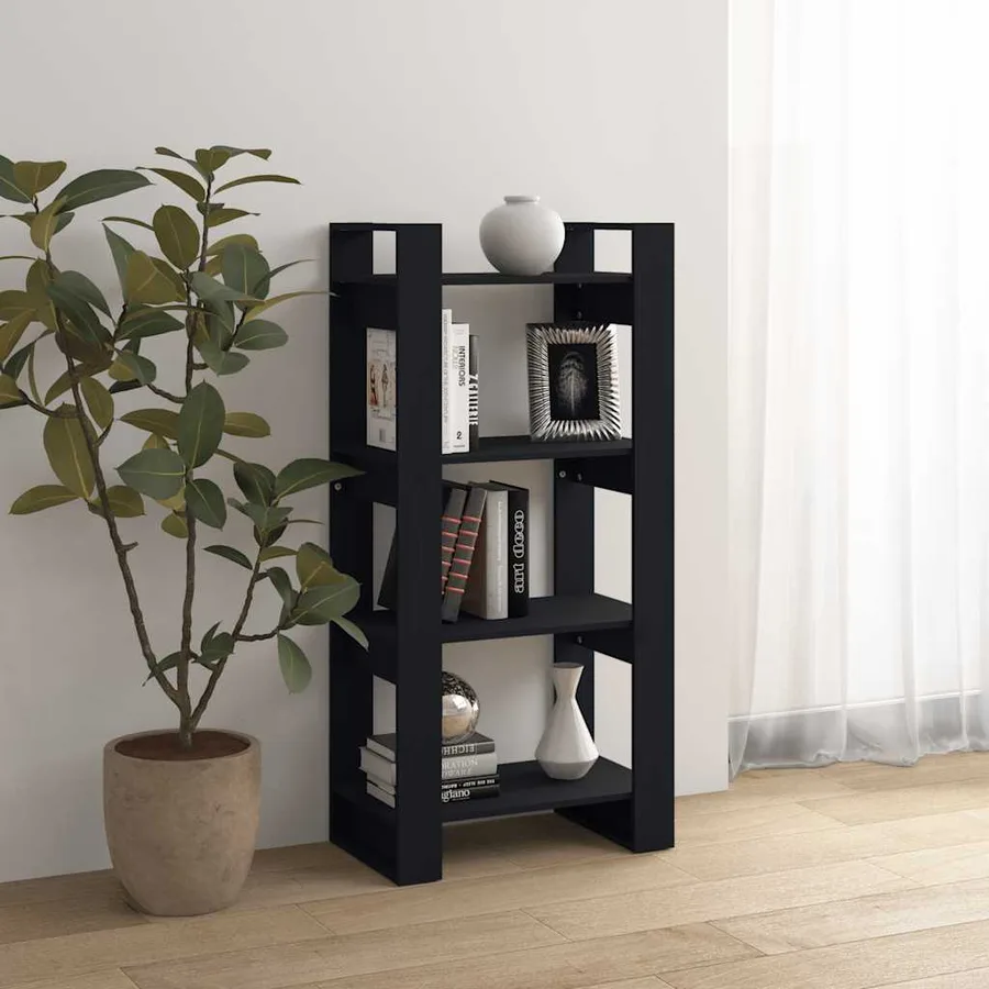 Bibliothèque/Séparateur de pièce Noir 60x35x125 cm Bois massif - 6
