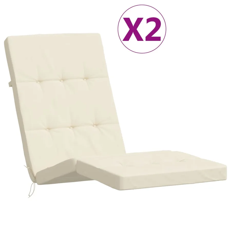 Coussins de chaise longue lot de 2 crème tissu oxford - 2