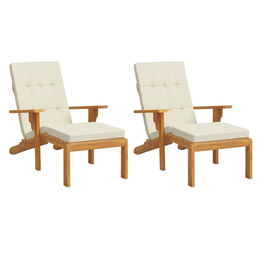 Coussins de chaise longue lot de 2 crème tissu oxford - 3
