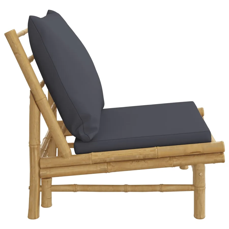 Chaises de jardin lot de 2 avec coussins gris foncé bambou - 4
