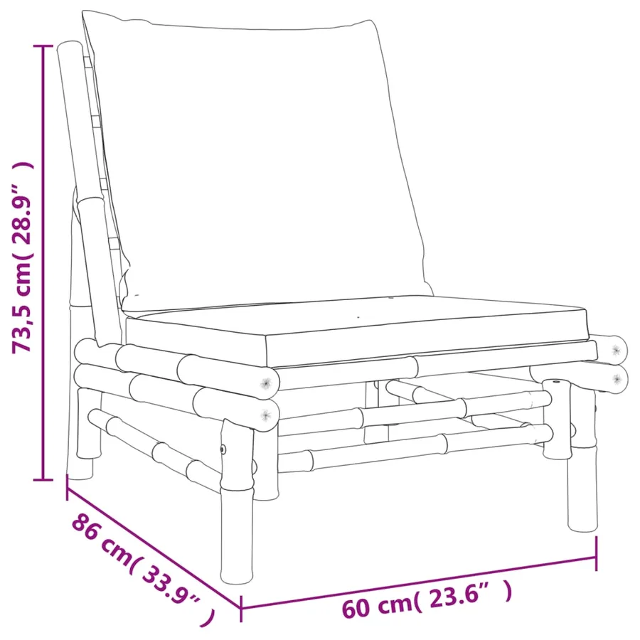 Chaises de jardin lot de 2 avec coussins gris foncé bambou - 6