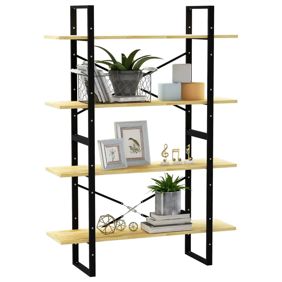 Bibliothèque à 4 niveaux 100x30x140 cm Bois de pin massif - 4