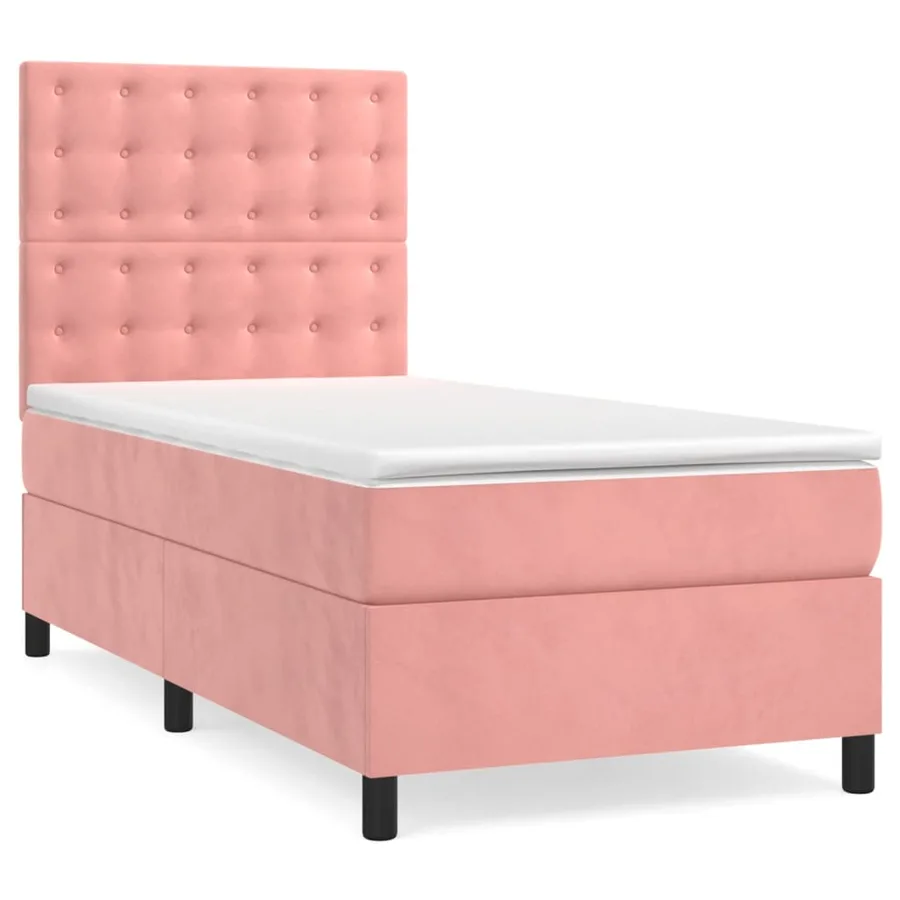 Sommier à lattes de lit avec matelas Rose 90x190 cm Velours - 2