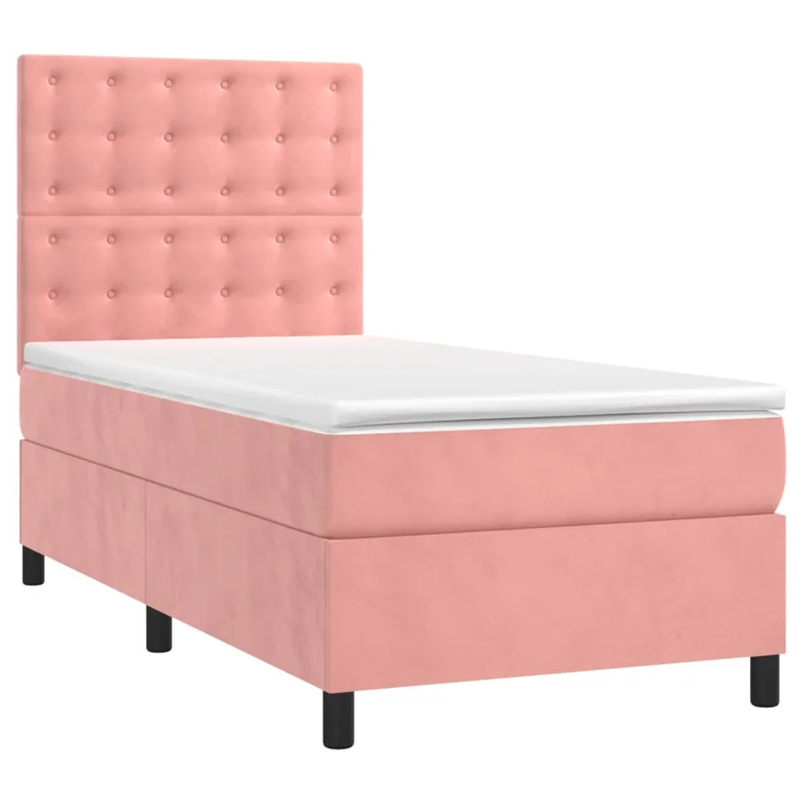 Sommier à lattes de lit avec matelas Rose 90x190 cm Velours - 3