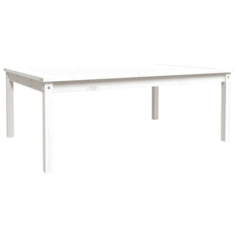 Table de jardin blanc 121x82,5x45 cm bois massif de pin - 2
