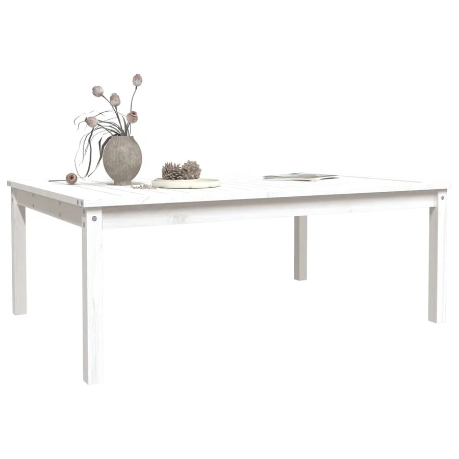 Table de jardin blanc 121x82,5x45 cm bois massif de pin - 4