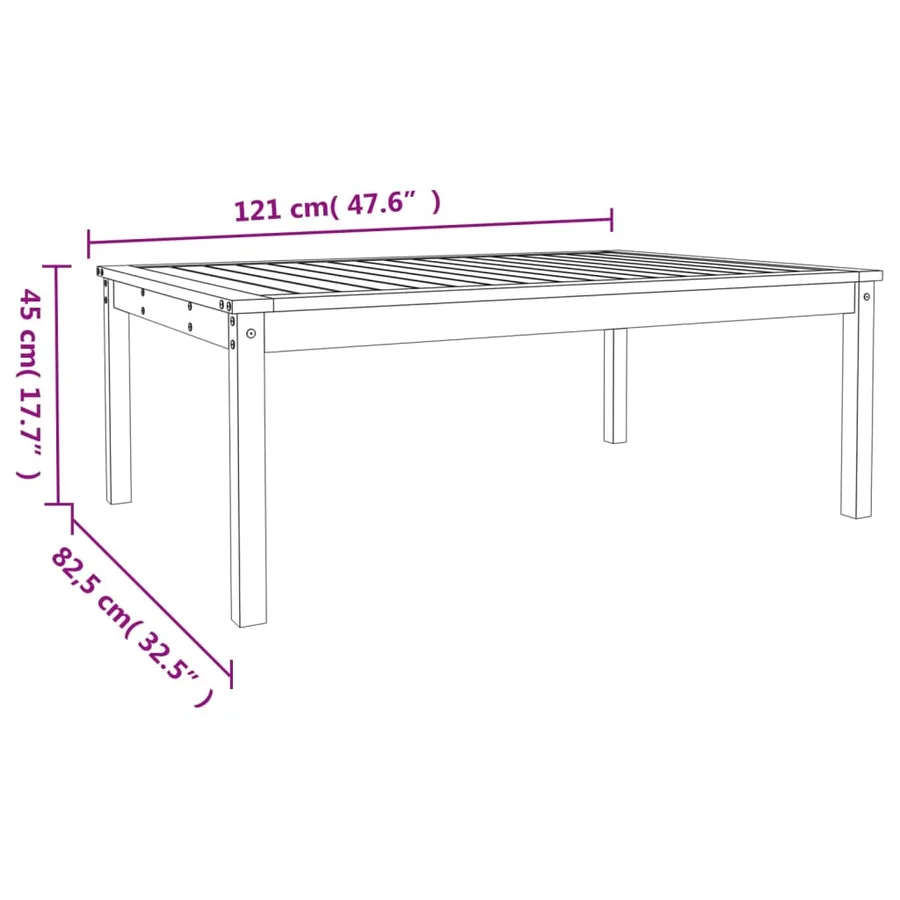 Table de jardin blanc 121x82,5x45 cm bois massif de pin - 8