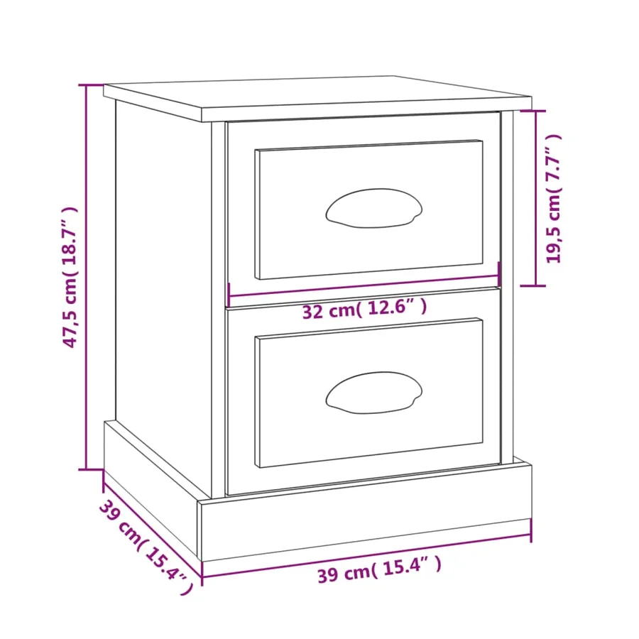 Tables de chevet 2 pcs blanc 39x39x47,5 cm bois d'ingénierie - 11