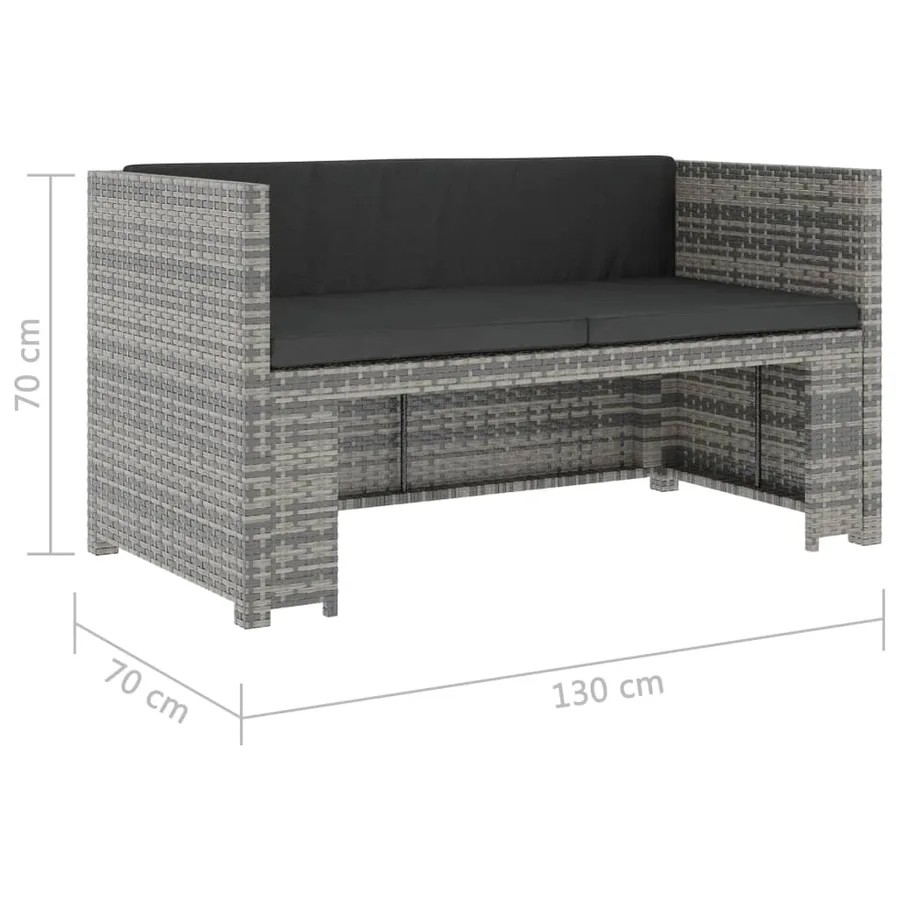 Salon de jardin 5 pcs avec coussins résine tressée gris - 15