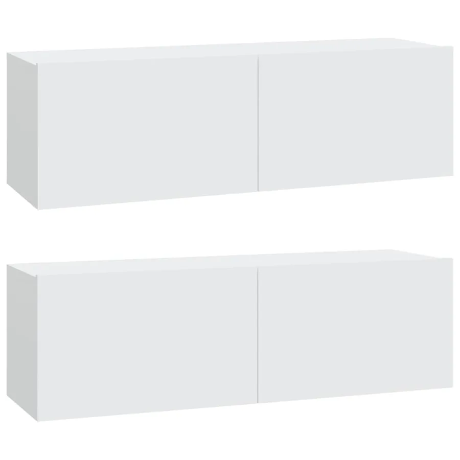 Ensemble de meubles TV 4 pcs Blanc Bois d'ingénierie - 4