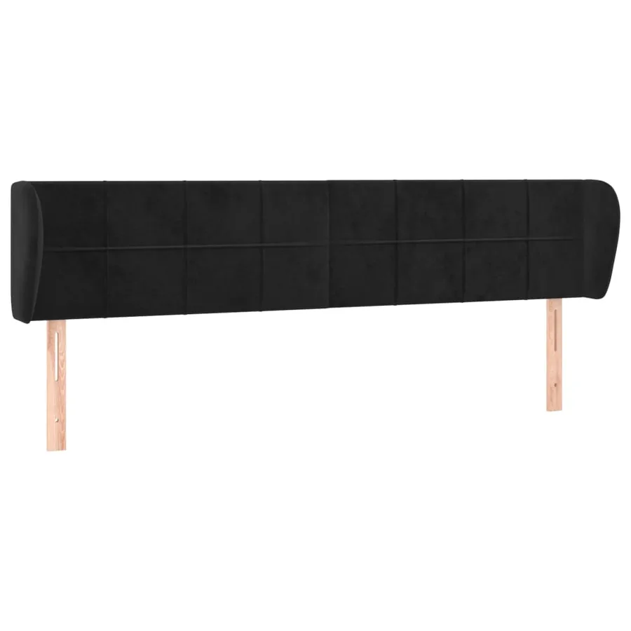 Tête de lit avec oreilles Noir 203x23x78/88 cm Velours - 2