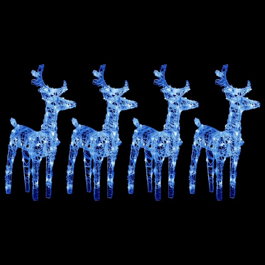 Rennes de Noël 4 pcs 160 LED Bleu Acrylique