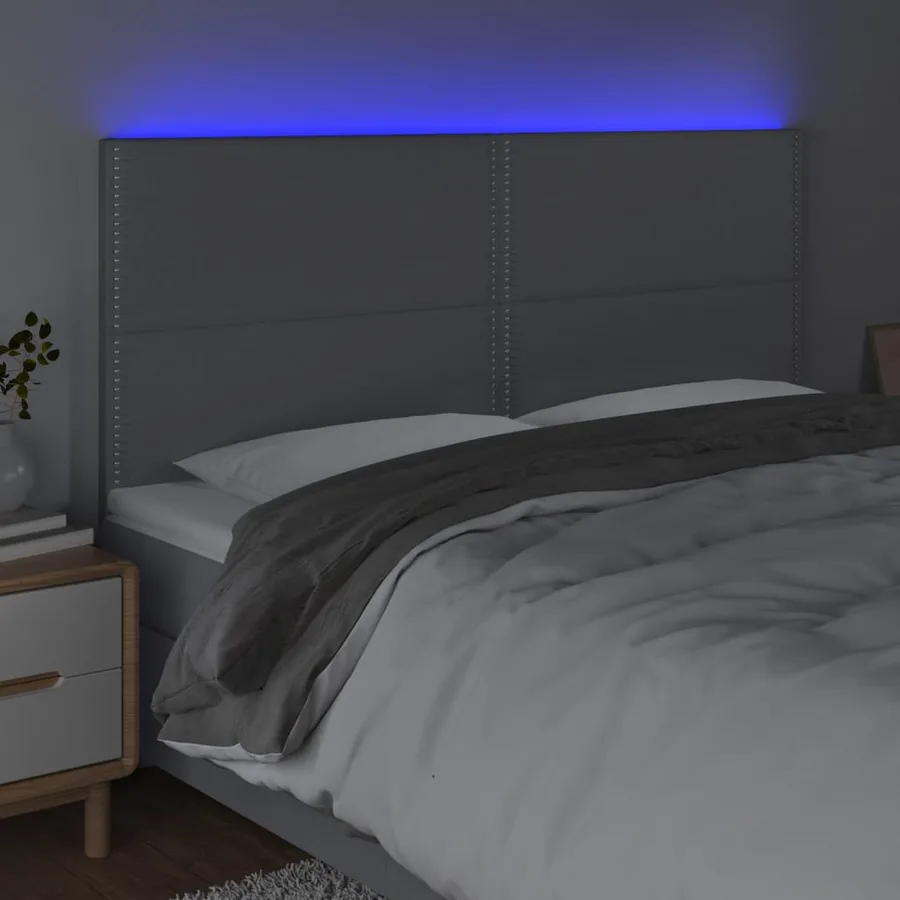Tête de lit à LED Gris clair 180x5x118/128 cm Tissu - 3