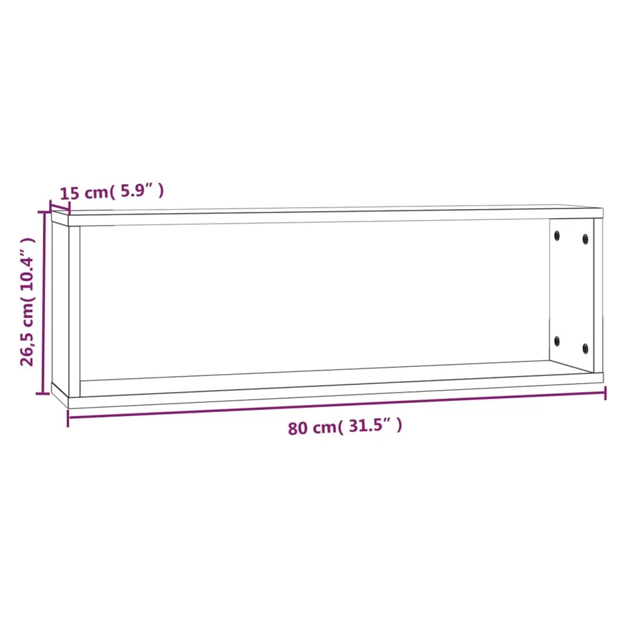Étagères murales cubiques 4 pcs Sonoma gris 80x15x26,5 cm - 10