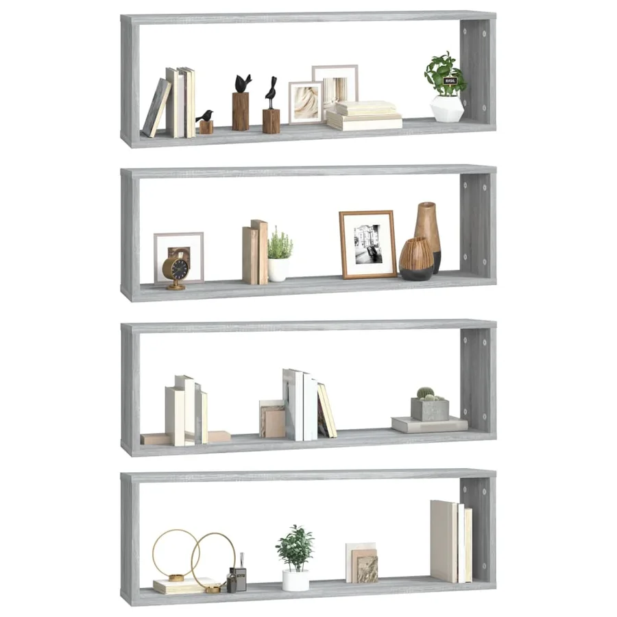 Étagères murales cubiques 4 pcs Sonoma gris 80x15x26,5 cm - 4