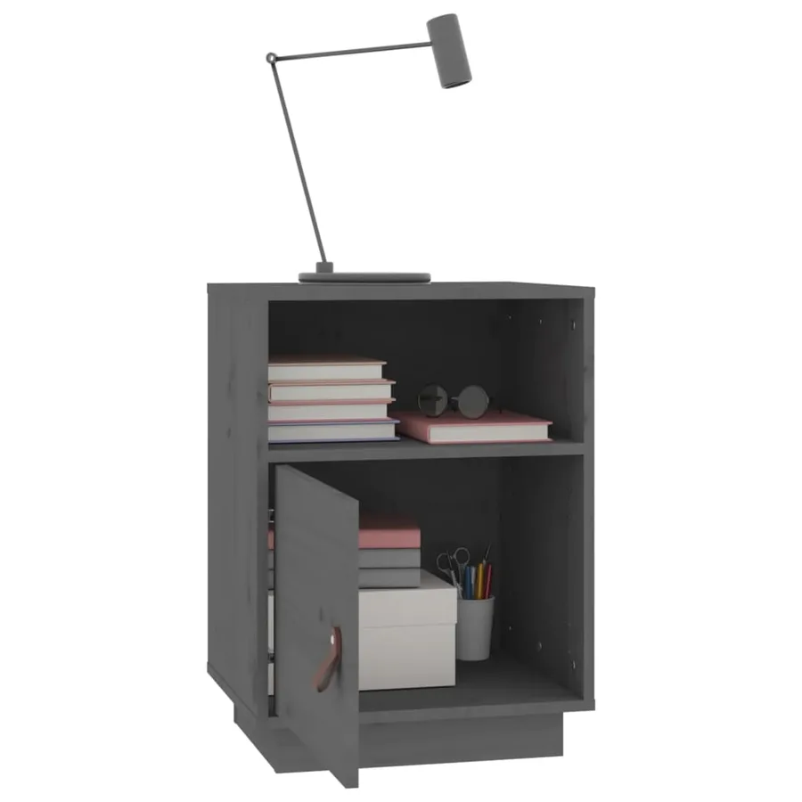 Tables de chevet 2 pcs Gris 40x34x55 cm Bois de pin massif - 5