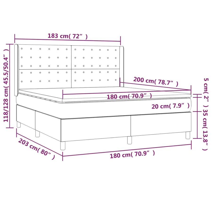 Sommier à lattes de lit matelas et LED Rose 180x200 cm Velours - 8