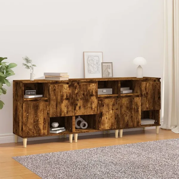 Buffets 3 pcs chêne fumé 60x35x70 cm bois d'ingénierie