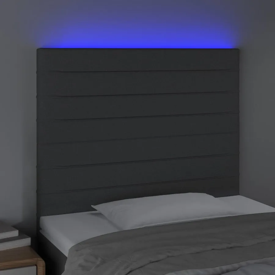 Tête de lit à LED Gris foncé 100x5x118/128 cm Tissu - 3