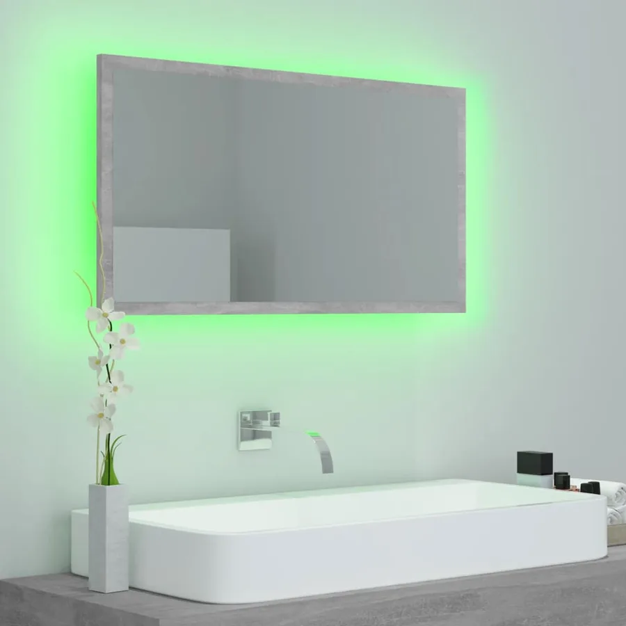 Miroir à LED de salle de bain Gris béton 80x8,5x37 cm Acrylique - 4