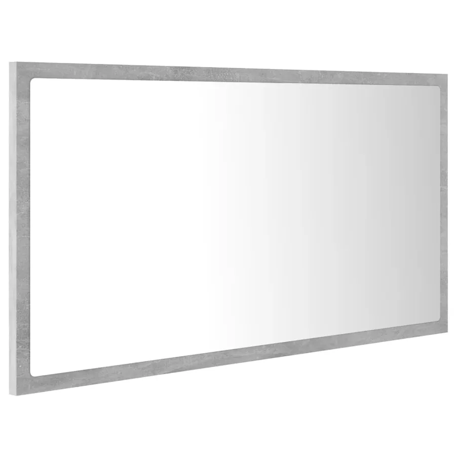 Miroir à LED de salle de bain Gris béton 80x8,5x37 cm Acrylique - 6