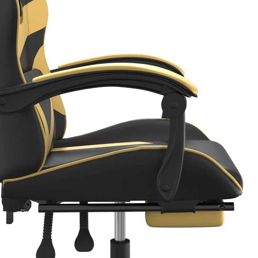Chaise de jeu avec repose-pied Noir et doré Similicuir - 10