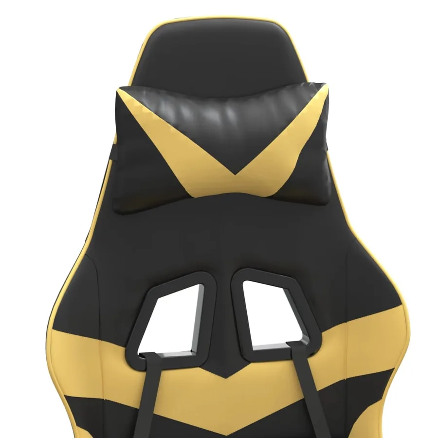 Chaise de jeu avec repose-pied Noir et doré Similicuir - 11