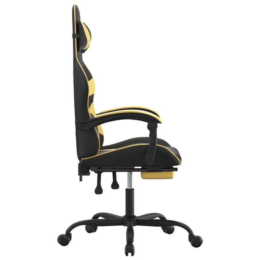 Chaise de jeu avec repose-pied Noir et doré Similicuir - 4
