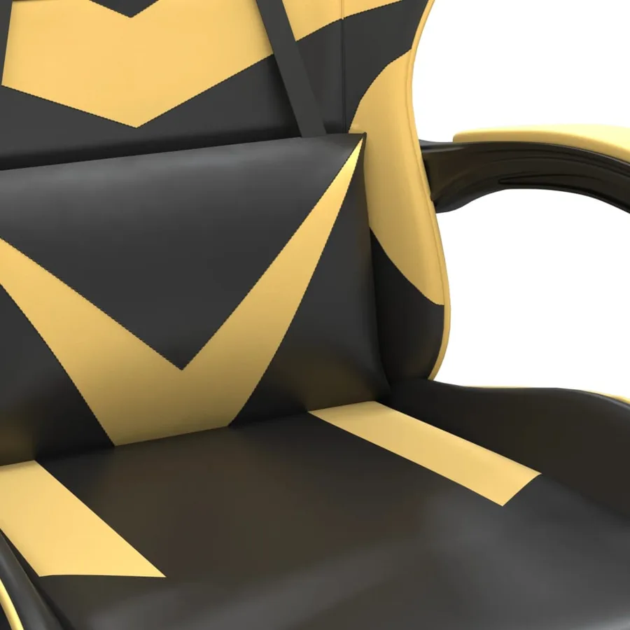 Chaise de jeu avec repose-pied Noir et doré Similicuir - 9