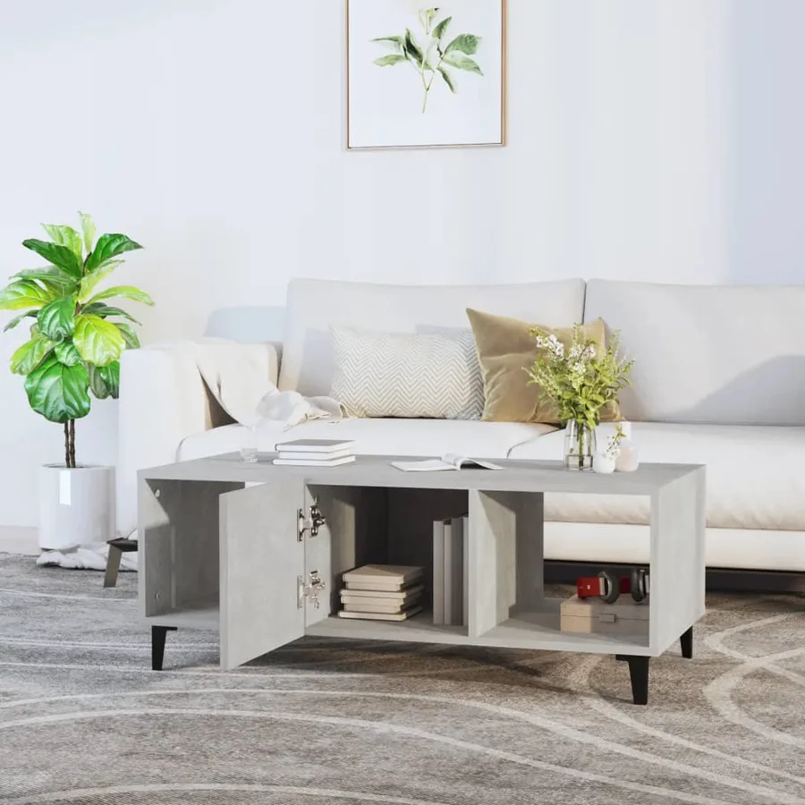 Table basse Gris béton 102x50x40 cm Bois d'ingénierie - 3