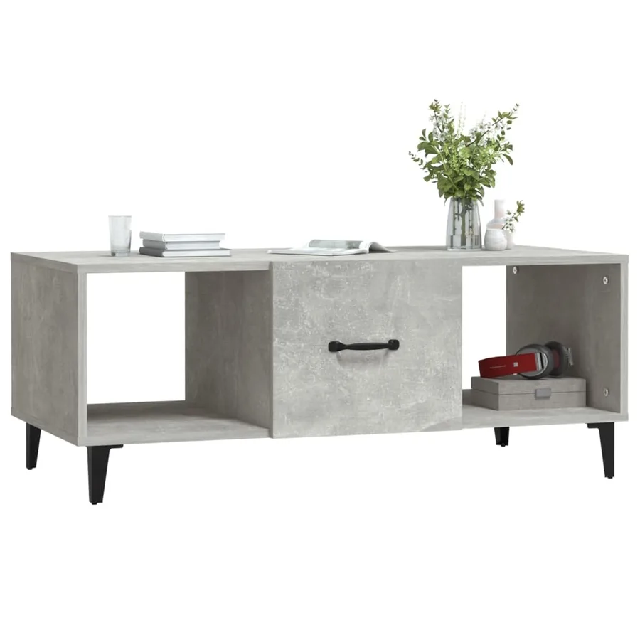 Table basse Gris béton 102x50x40 cm Bois d'ingénierie - 4