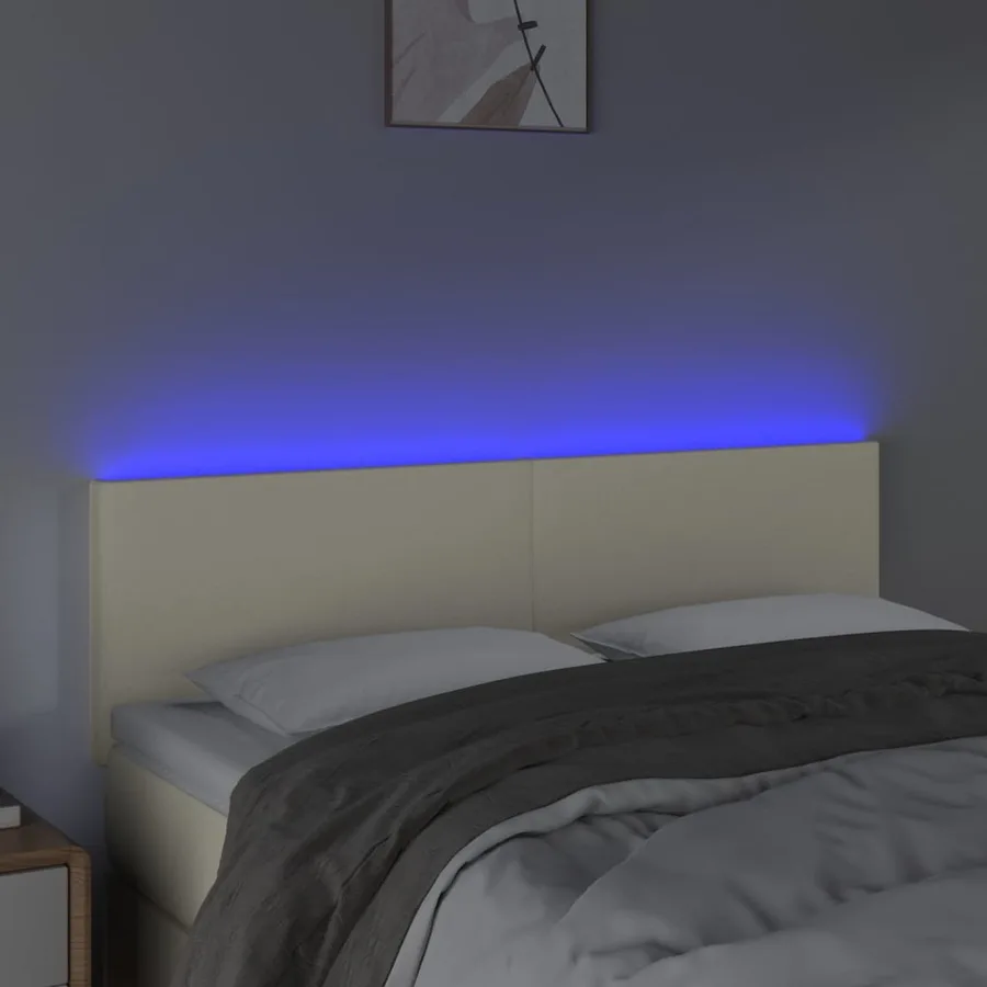 Tête de lit à LED Crème 144x5x78/88 cm Similicuir - 3