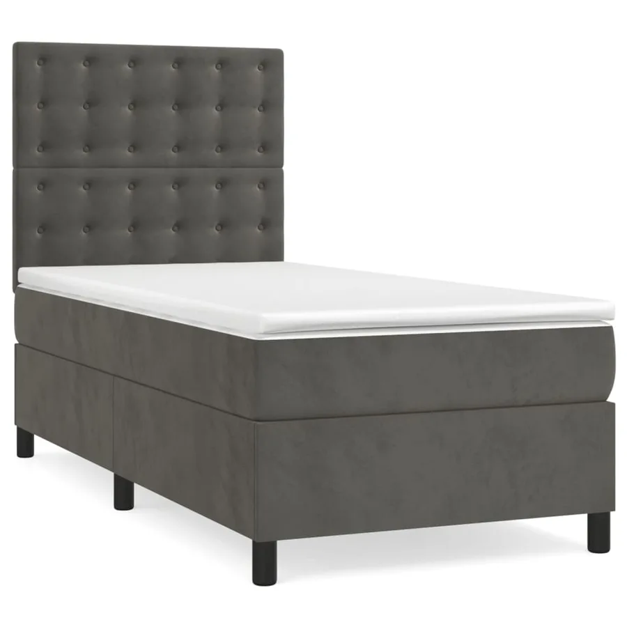 Sommier à lattes de lit et matelas Gris foncé 90x200 cm Velours - 2
