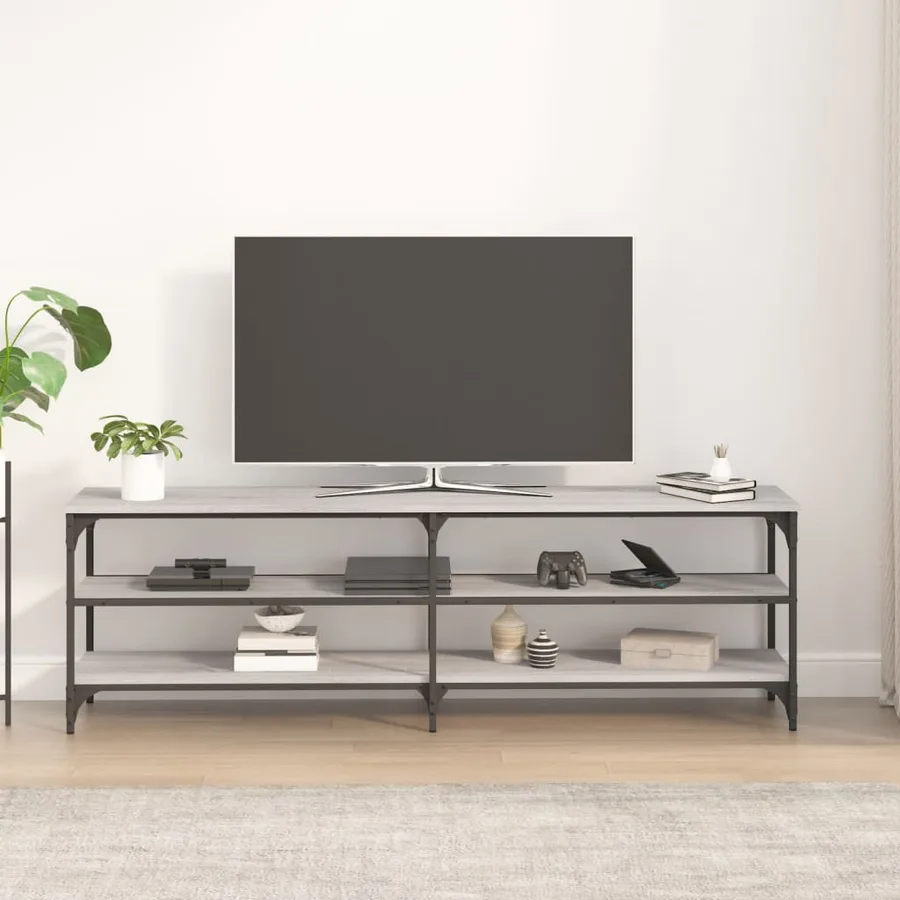 Meuble TV sonoma gris 160x30x50 cm bois d'ingénierie - 3