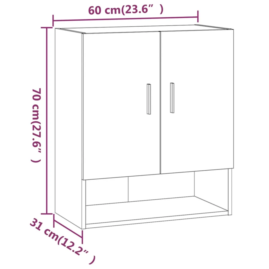 Armoire murale Blanc 60x31x70 cm Bois d'ingénierie - 9
