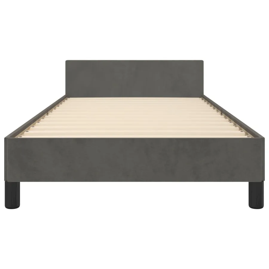 Cadre de lit sans matelas gris foncé 90x200 cm velours - 6