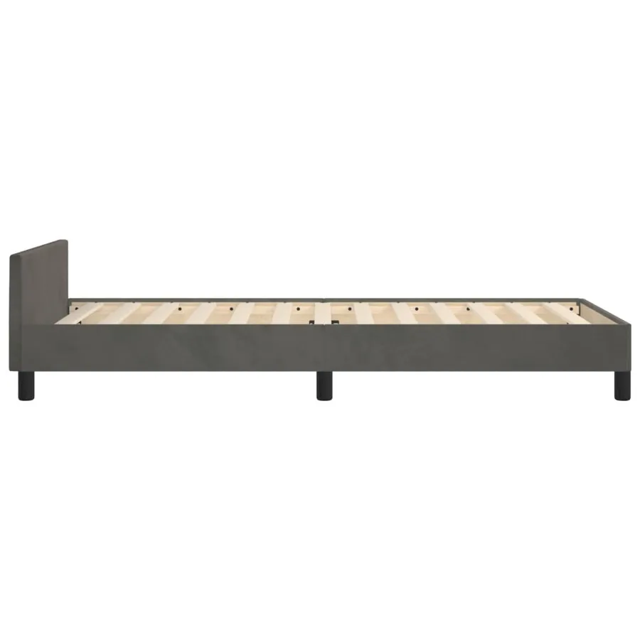 Cadre de lit sans matelas gris foncé 90x200 cm velours - 7