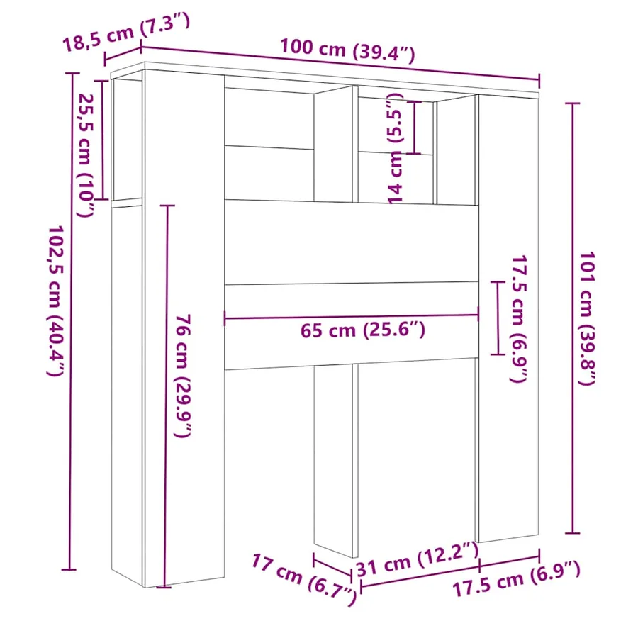 Armoire de tête de lit Chêne marron 100x18,5x102,5 cm - 6