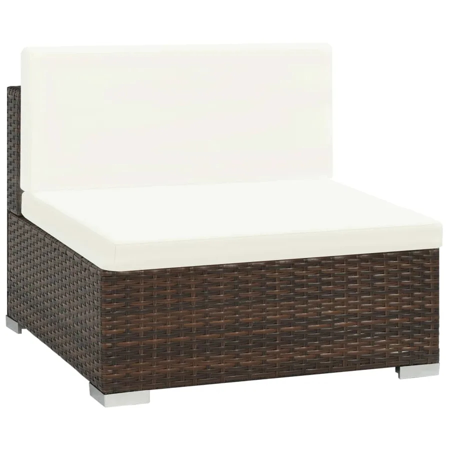 Salon de jardin 7 pcs avec coussins Résine tressée Marron - 3