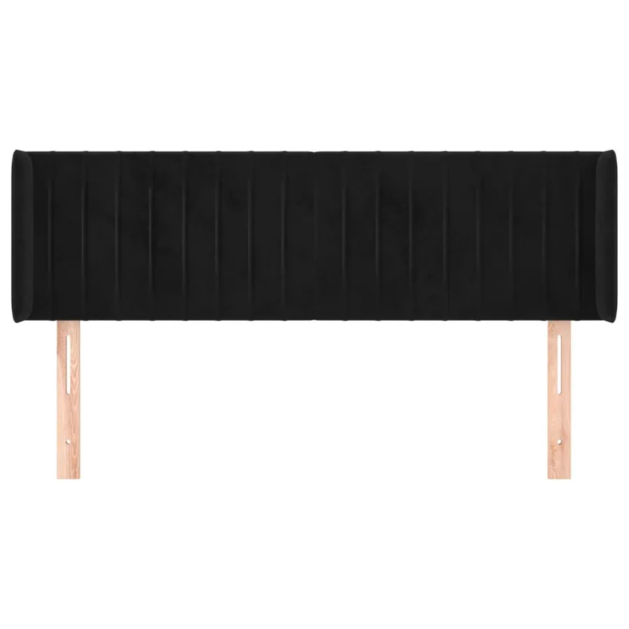 Tête de lit avec oreilles Noir 147x16x78/88 cm Velours - 3