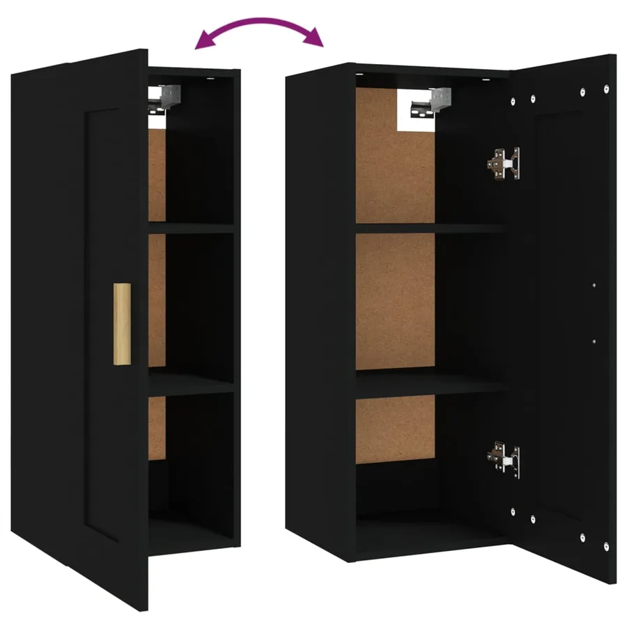Armoire murale Noir 35x34x90 cm Bois d'ingénierie - 8