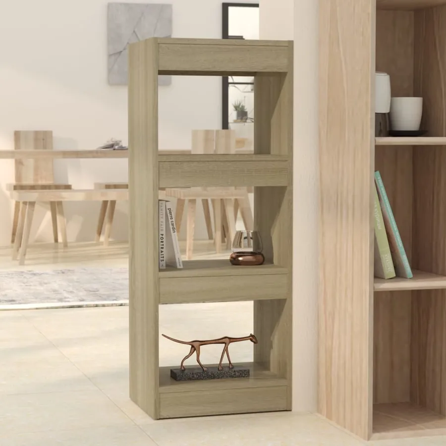 Bibliothèque/séparateur de pièce chêne sonoma bois d'ingénierie
